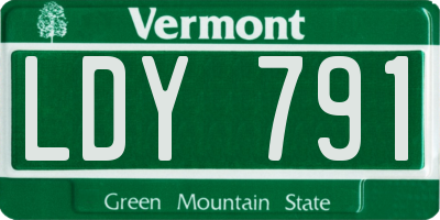 VT license plate LDY791