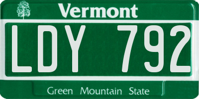 VT license plate LDY792