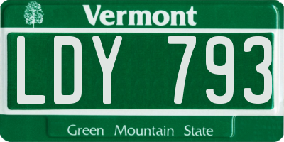 VT license plate LDY793