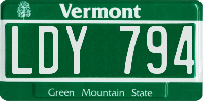 VT license plate LDY794