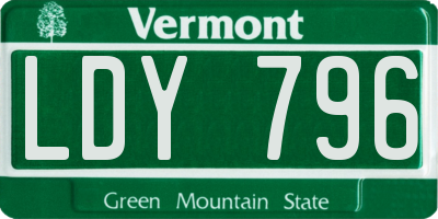 VT license plate LDY796