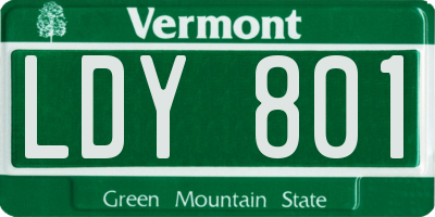 VT license plate LDY801