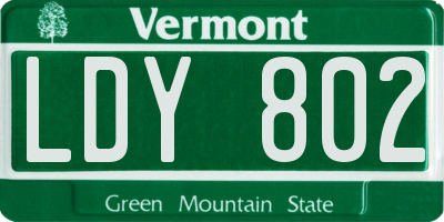 VT license plate LDY802