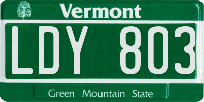 VT license plate LDY803