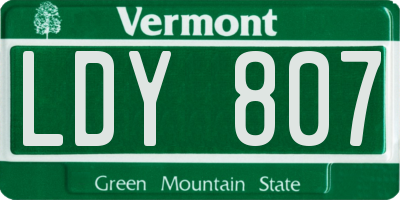 VT license plate LDY807