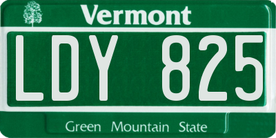 VT license plate LDY825