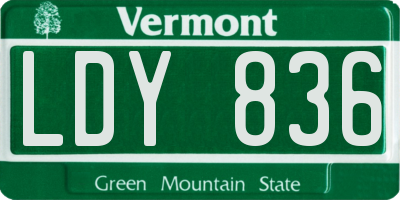 VT license plate LDY836