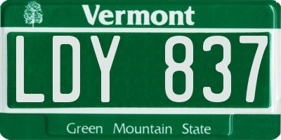 VT license plate LDY837