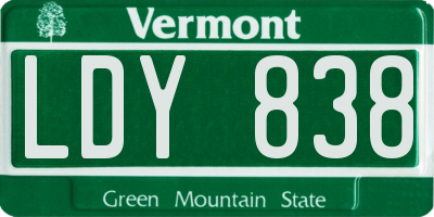 VT license plate LDY838