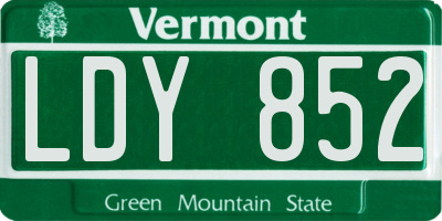 VT license plate LDY852