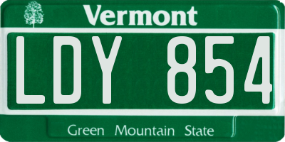 VT license plate LDY854