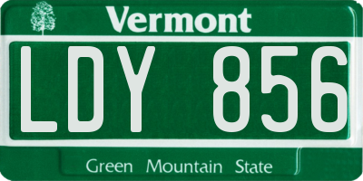 VT license plate LDY856