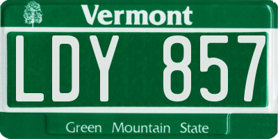 VT license plate LDY857