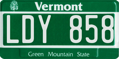 VT license plate LDY858