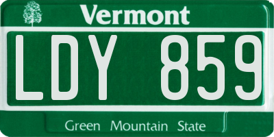 VT license plate LDY859