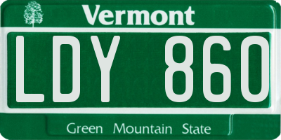 VT license plate LDY860