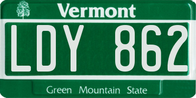 VT license plate LDY862