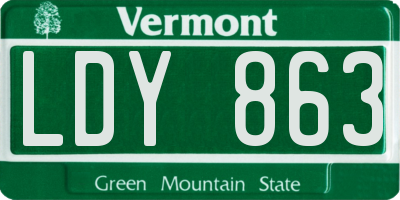 VT license plate LDY863