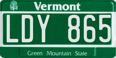 VT license plate LDY865
