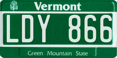 VT license plate LDY866