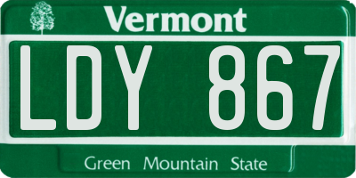 VT license plate LDY867