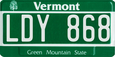 VT license plate LDY868