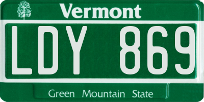 VT license plate LDY869