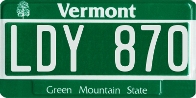 VT license plate LDY870