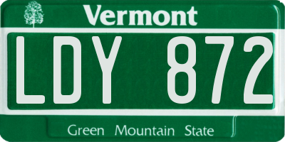 VT license plate LDY872