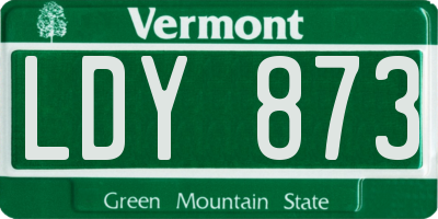 VT license plate LDY873