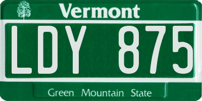 VT license plate LDY875