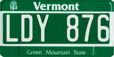 VT license plate LDY876