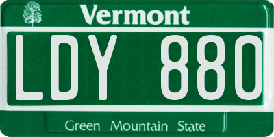 VT license plate LDY880