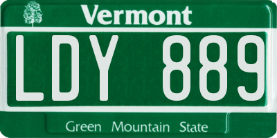 VT license plate LDY889