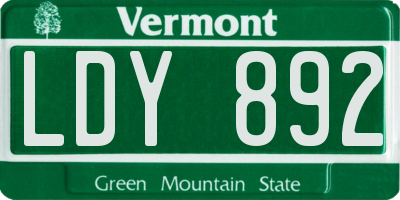 VT license plate LDY892