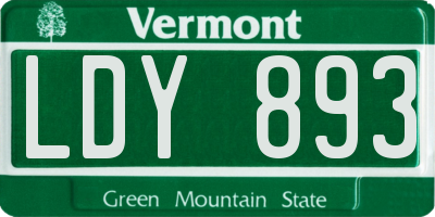 VT license plate LDY893