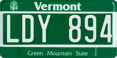 VT license plate LDY894