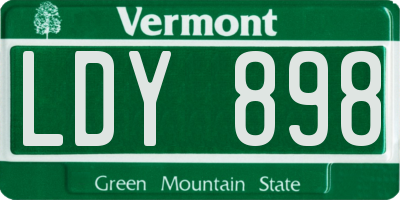 VT license plate LDY898