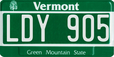 VT license plate LDY905