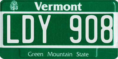 VT license plate LDY908