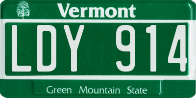 VT license plate LDY914
