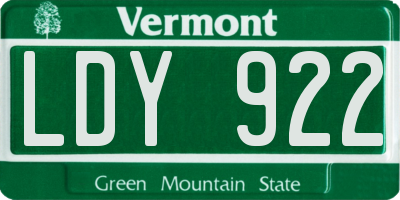 VT license plate LDY922
