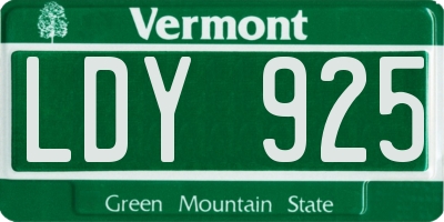 VT license plate LDY925
