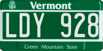 VT license plate LDY928