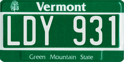 VT license plate LDY931