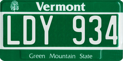 VT license plate LDY934