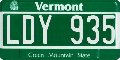 VT license plate LDY935