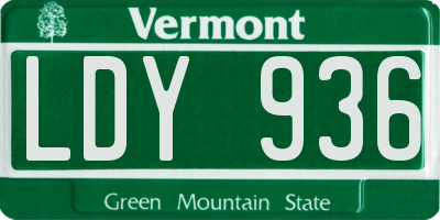 VT license plate LDY936