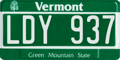 VT license plate LDY937