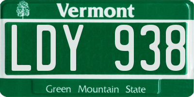 VT license plate LDY938